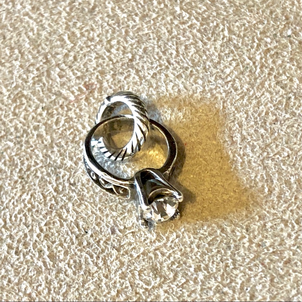 🆕 Brighton Diamond Ring charm Big clear Swarovski crystal set in silver Retired - Picture 2 of 5